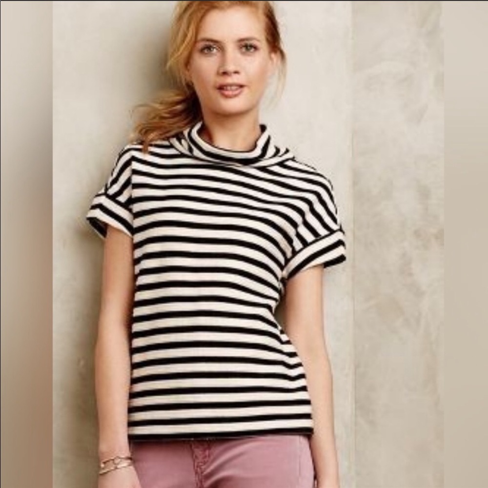 Postmark Anthropologie Striped cowl neck top